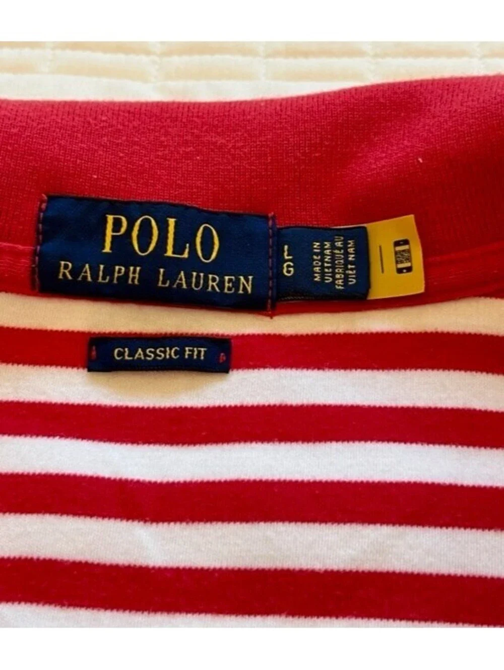 Polo Ralph Lauren Red & White Striped Short Sleeve Clsssic Fit Collared Shirt.